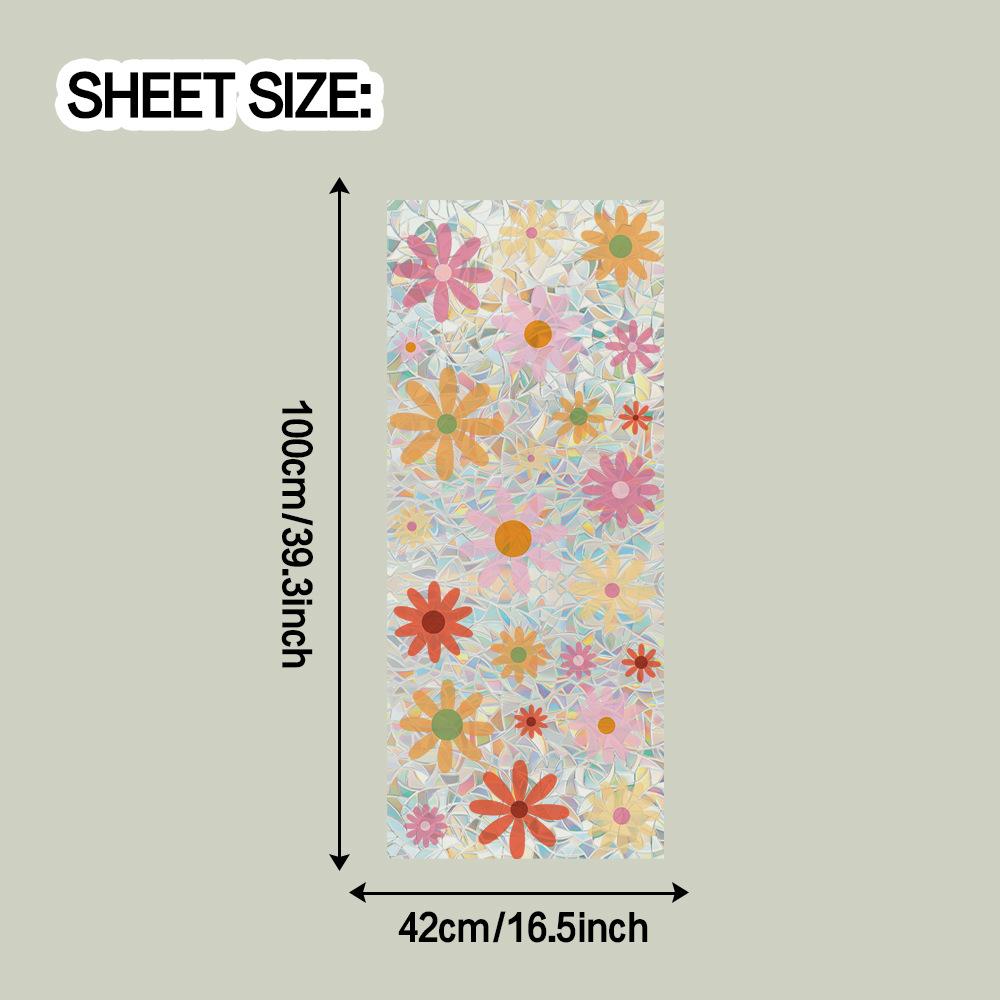 Laser-cut Vibrant Floral Pattern Home Glass Door and Window Decorative Static Cling Stickers