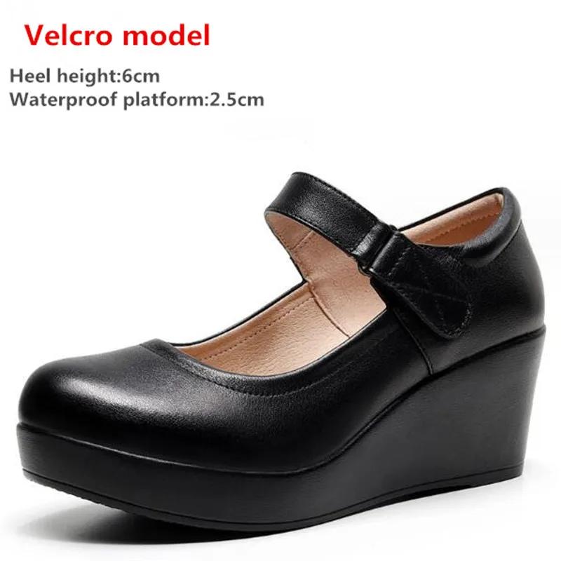 Women Wedges Shoes Woman Increasing Height Shoes Buckle Strap High Heel Shoes Ladies Waterproof Platform Leather Shoes 33-43