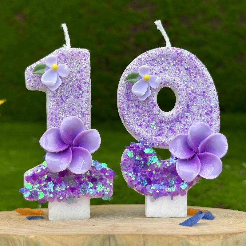 Creative Digital Birthday Candle Cake Party Decoration First Birthday Flowers
