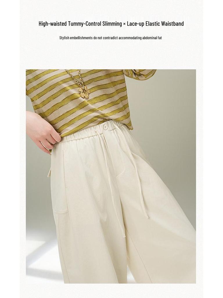 Frühling/Sommer 2026 Damen High-Waist Weitbeinige Lässige Hose - Vielseitiger Trendiger Cropped-Stil