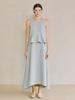 PADO SEOUL Women'S Peplum Long Dress Mint Blue