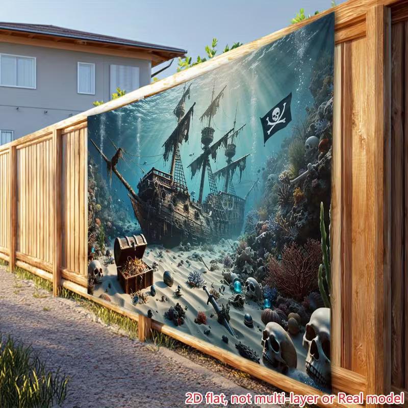 Pirátská potopená loď Gobelín - Podvodní poklad Lebka Domácí dekorace Pozadí