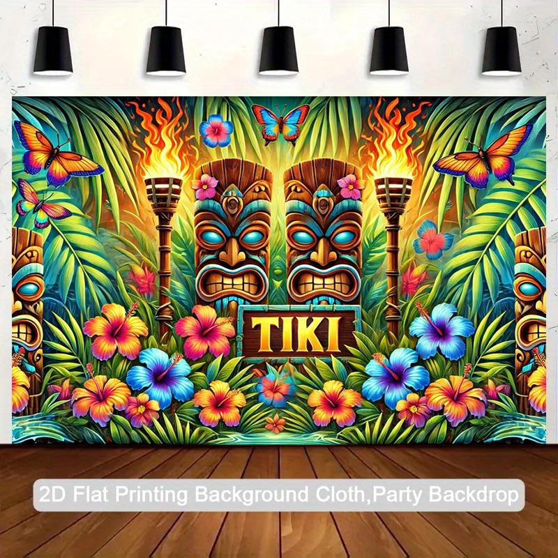 Tropical theme pattern, 2D backdrop cloth flag, party background tapestry, indoor and outdoor banner decoration