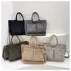 Simple Solid Color Corduroy Shoulder Bags for Women Large Capacity Ladies Multi-Pocket Tote Handbags Student Crossbody Bag