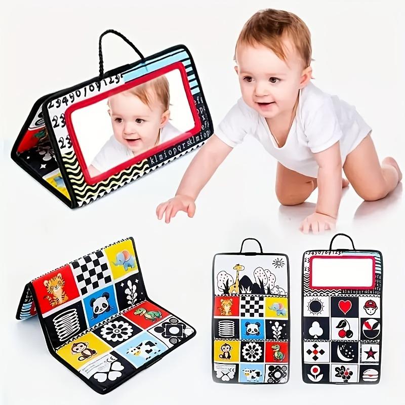 Foldable Baby Sensory Book with Mirror, Boosts Vision & Hand-eye Coordination. Portable Hanging Toy, Great Christmas Gift.