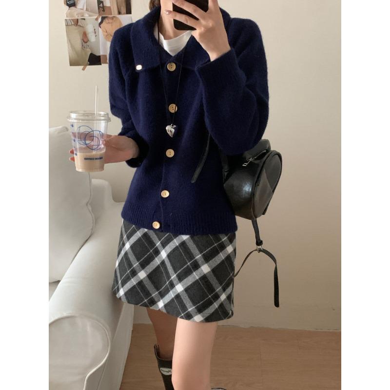 Knitted cardigan women's clothing autumn and winter new lapel loose single-breasted casual versatile sweater jacket women