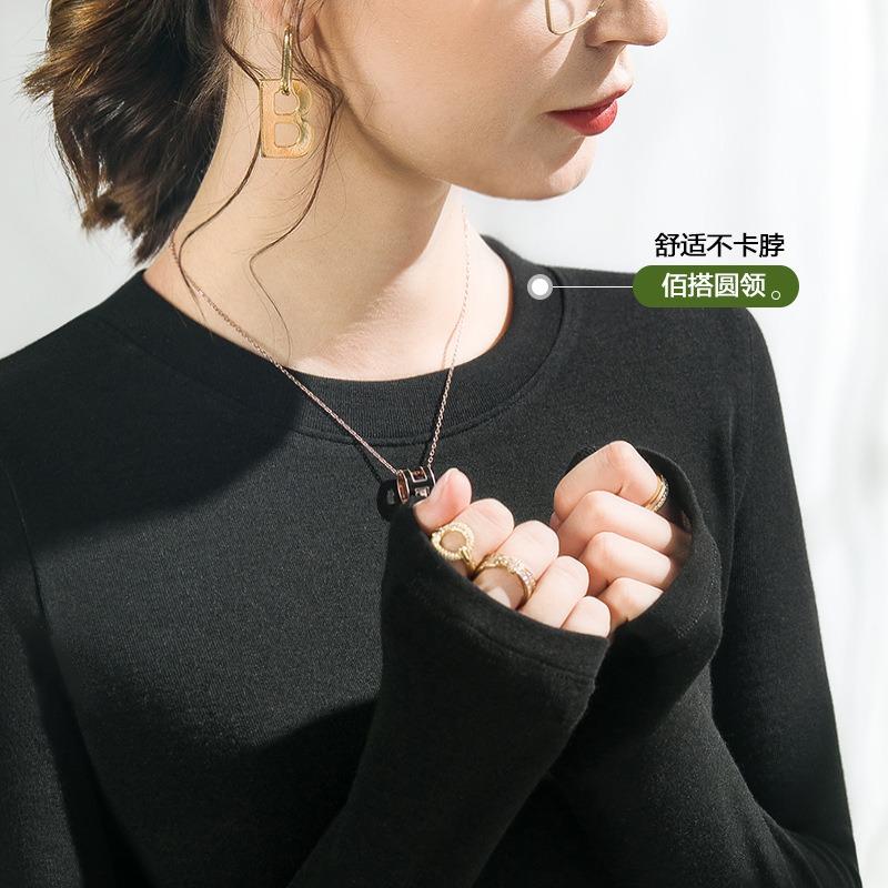 White Top Modal Cotton Crew Neck Bottoming Shirt Summer and Autumn New Long-sleeved T-shirt Imitation Cashmere