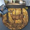 Forest Deer Round Area Rug,Carpet Rug for Living Room Bedroom Sofa Playroom Decor,Non-slip Floor Mat
