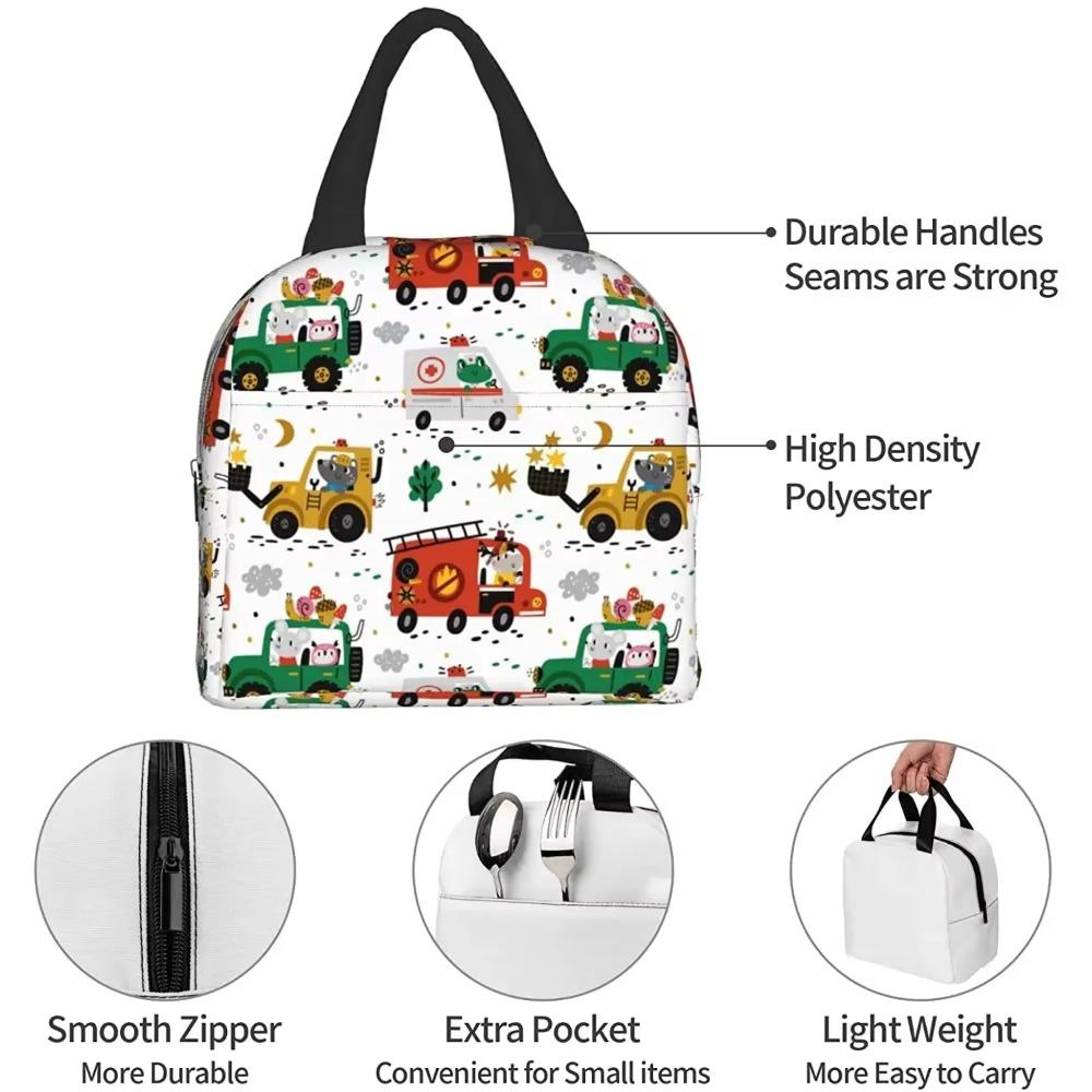 Niedliches Waldtier in verschiedenen lustigen Zeichentrickfahrzeugen Brotdose Bento-Box Isolierte Lunchboxen Wasserdichte Lunchtasche Picknick