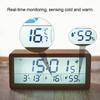 Wooden Digital Table Clock with Backlight Temperature Humidity Date Week Display Snooze Mode Electric Alarm Clock Home Decor