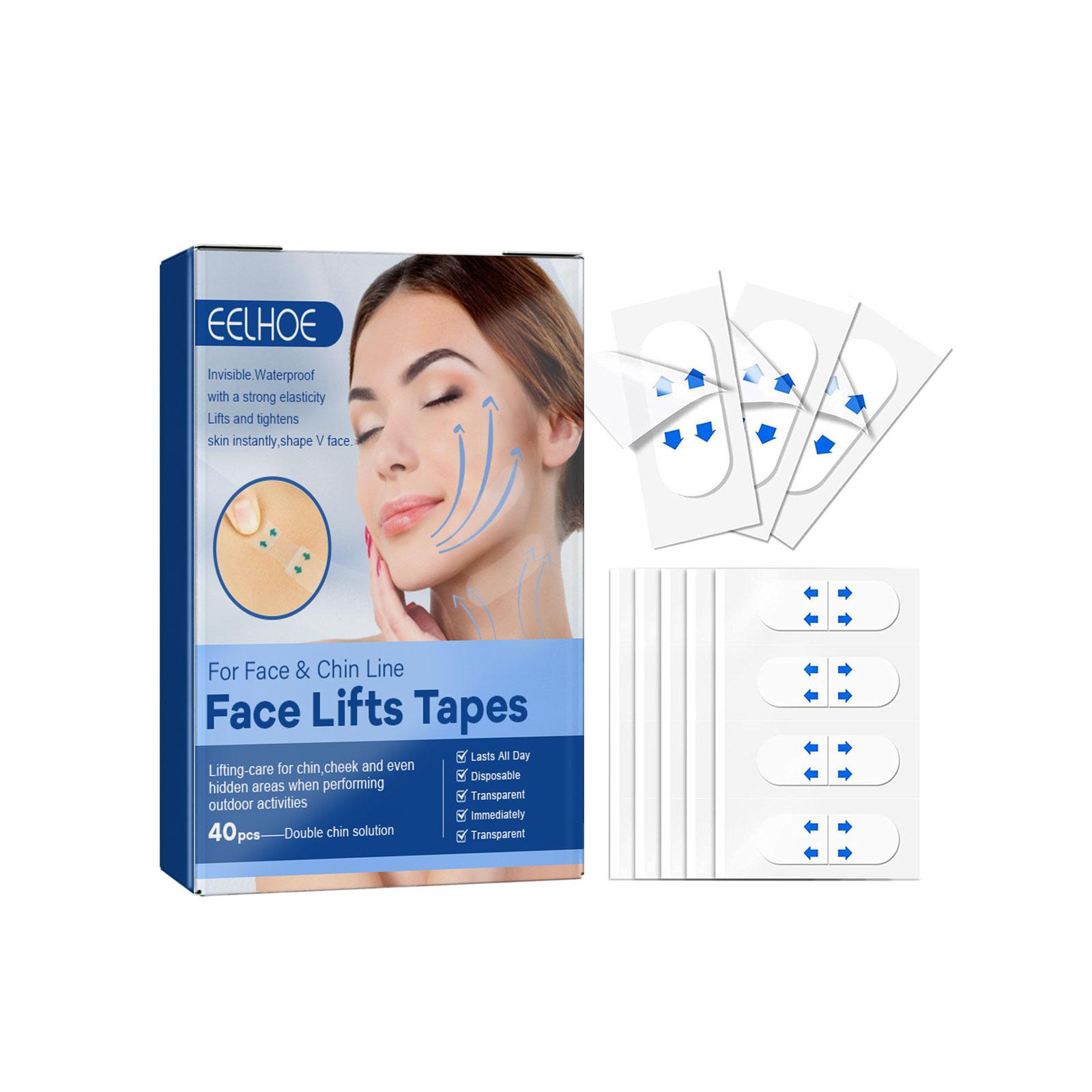 

EELHOE Face Lifting Tape 40pcs , for Eye, Double Chin & Neck, Instant Skin Tightening, Waterproof, Transparent Face Shaping Patches, Facial Lifting