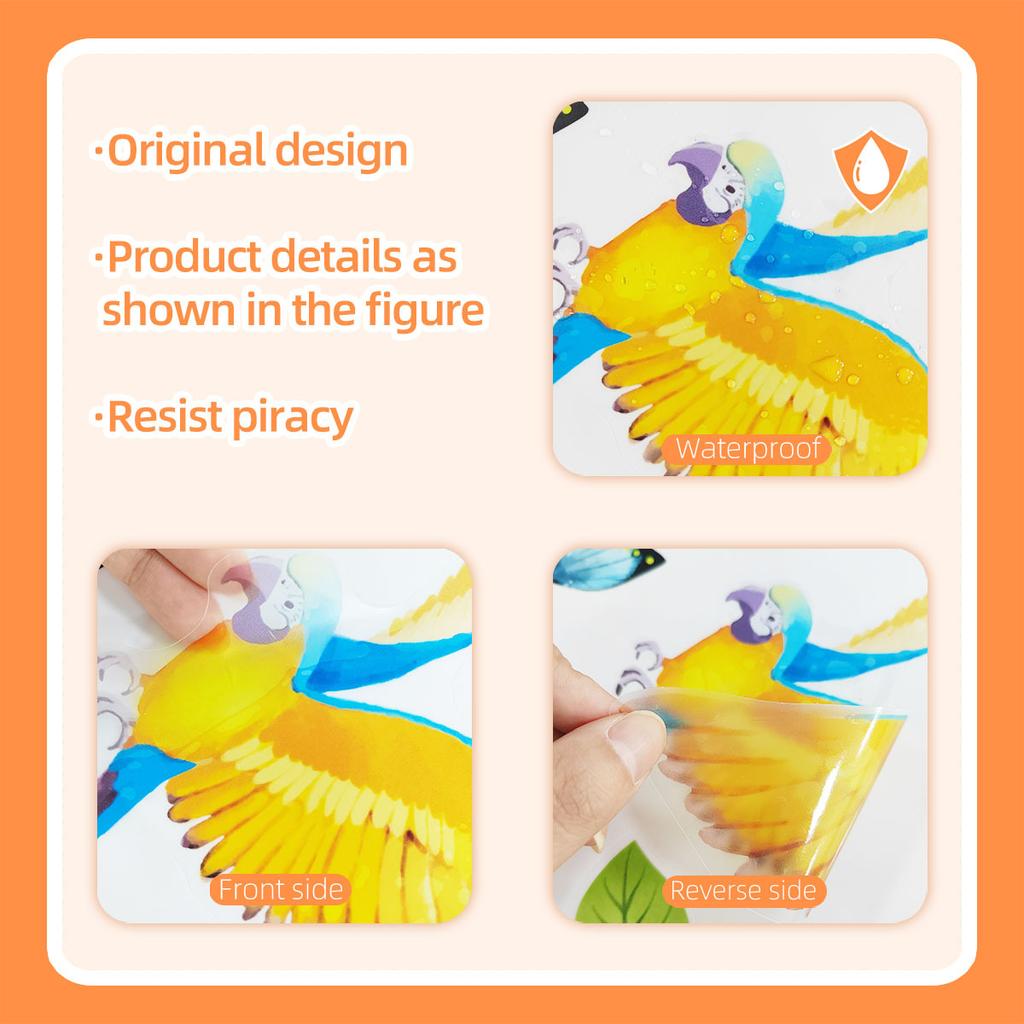 Living Room Wall Decals Bird Plant Leaf Butterfly Wall Stickers for Children Kids Room Bedroom Home Decoration Mural Wallpaper
