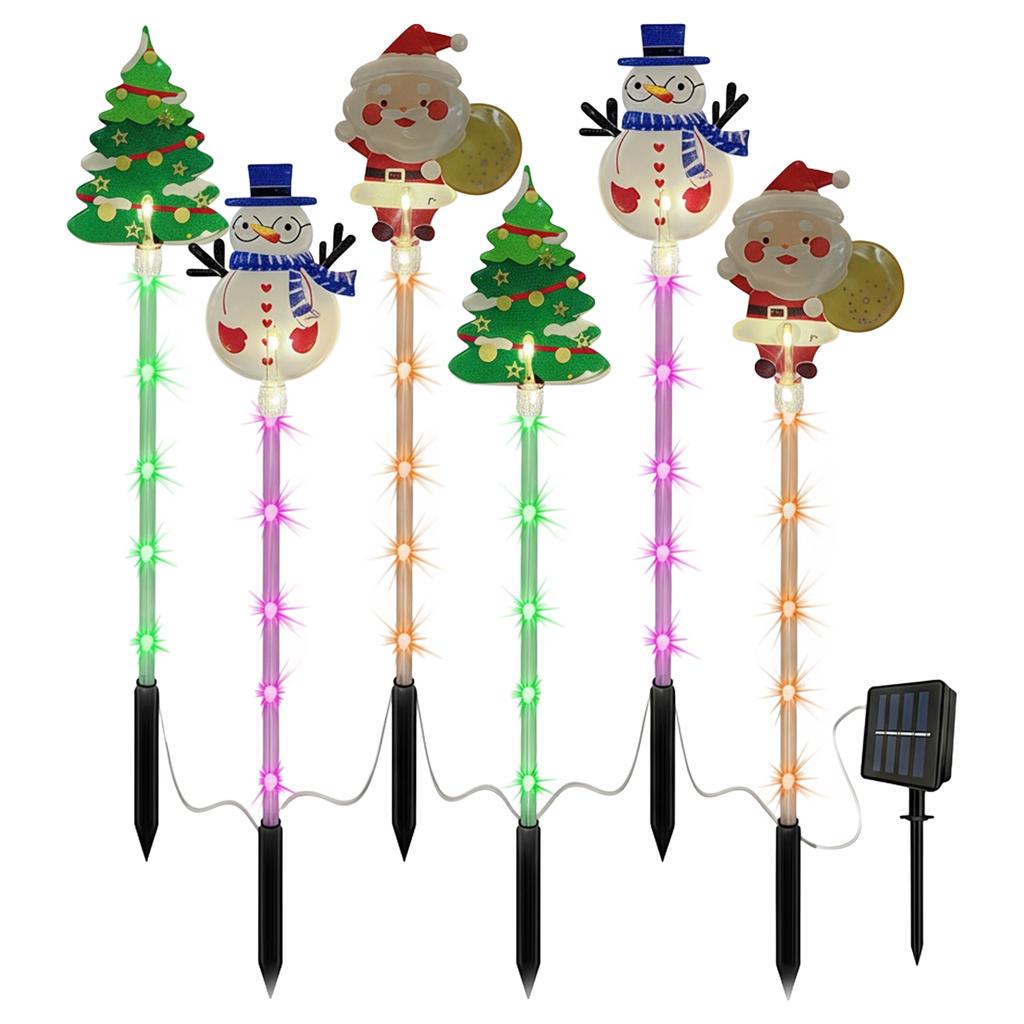 Ground Inserted Christmas Decorative Lights Waterproof LED Outdoor Solar Lights for Walkway Yard Lawn Porch Holiday Decor