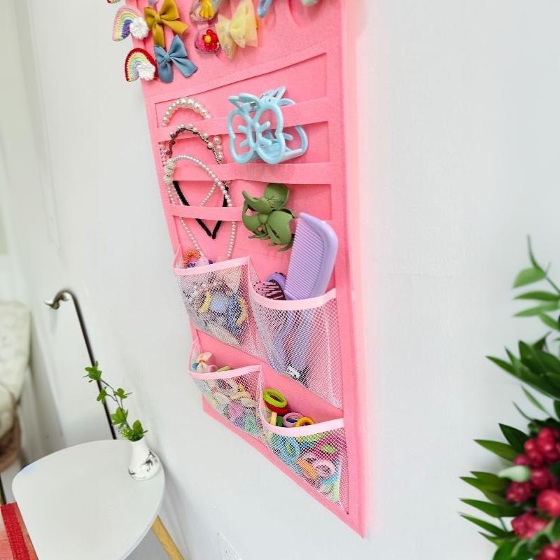 Children Hair Clips Bows Headbands Ties Organizer Hanging Storage Bag Room Decor