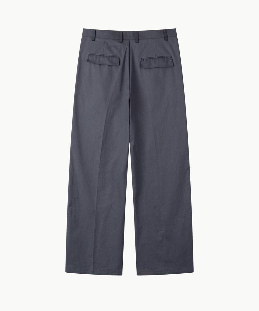 Leondi Press Semi-Wide Cotton Slacks - Navy