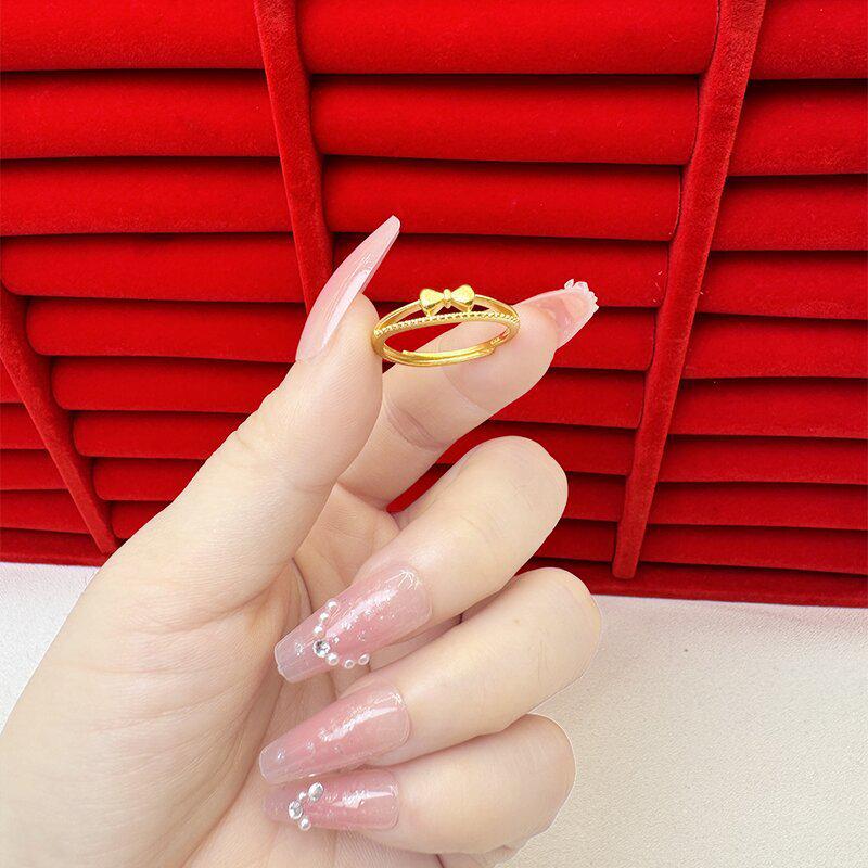 Exquisite Sand Gold Open Ring for Women: High-End Niche Design, Light Luxury Style, Long-Lasting Color, Imitation Gold.