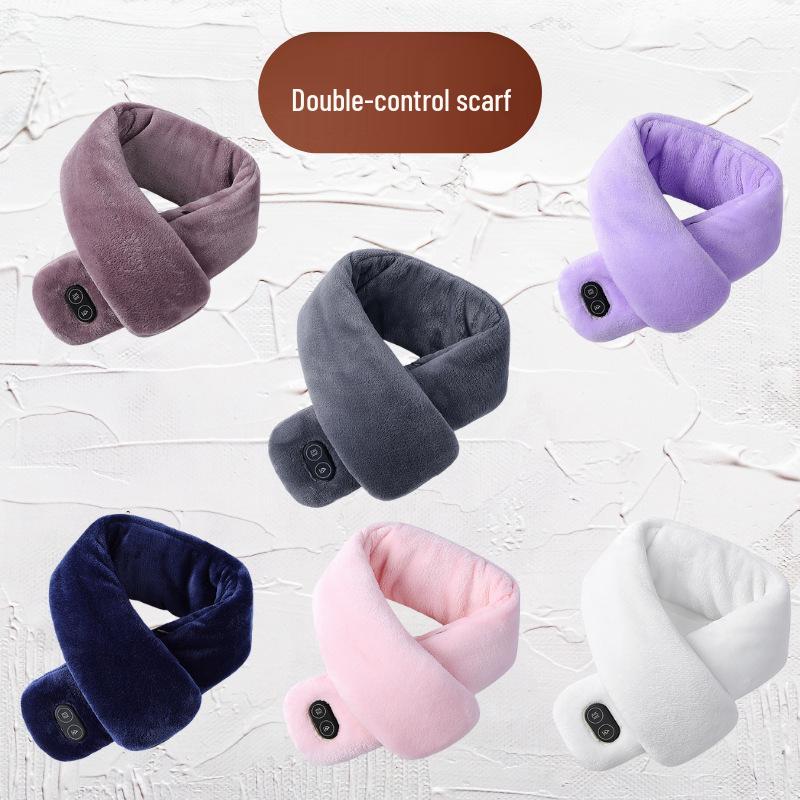 Smart Heated Scarf with Vibration Massage for Men & Women - Winter Neck Warmer, Solid Color