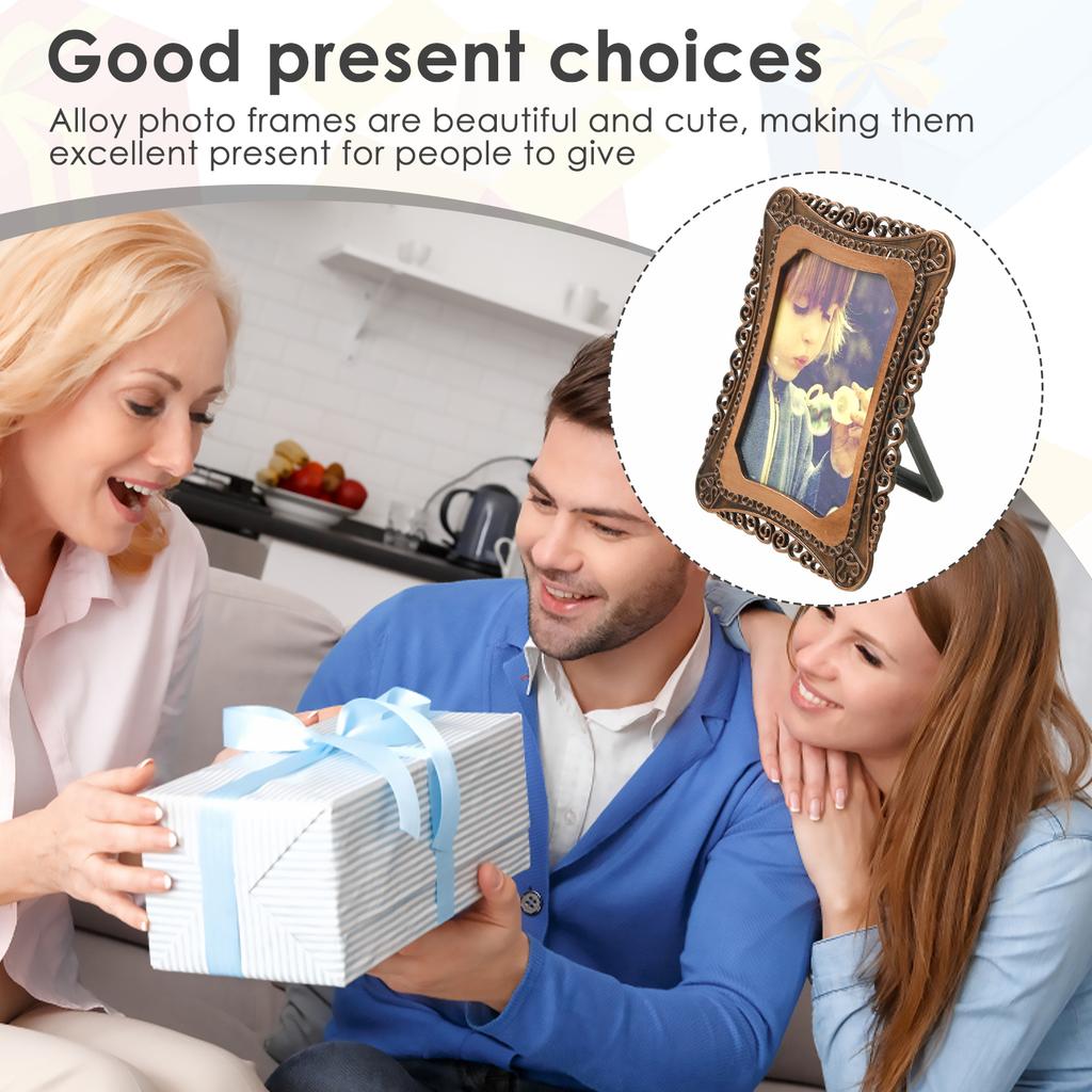 8-teiliges Set Vintage-Bilderrahmen aus Legierung, hervorragende Handwerkskunst, reichhaltiges Muster, Vintage-Fotopräsentation für Cafés und Teestuben