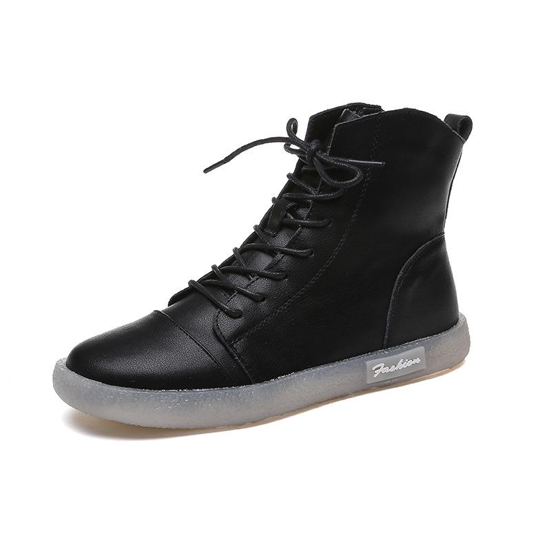 Móda GKTINOO Pravá Hovězí Kůže Dámské Kotníkové Boty Bílé Tenisky Šněrovací Pohodlné Krátké Kotníkové Boty Podzimní Zimní Obuv Protiskluzová