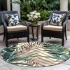 1pc Tropical Leaves Pattern Rug, Round Washable Large Decorative Rug for Living Room/Bedroom/Office/Playroom/Camping