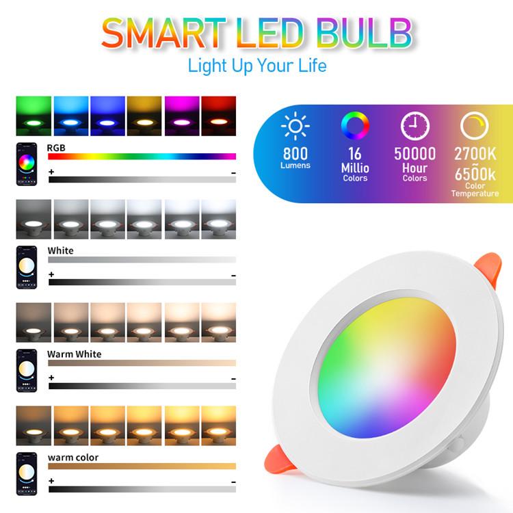 Tuya Bluetooth Smart RGBCW Downlight, Full Color Dimming, Alexa Voice/APP Control, 85-265V.