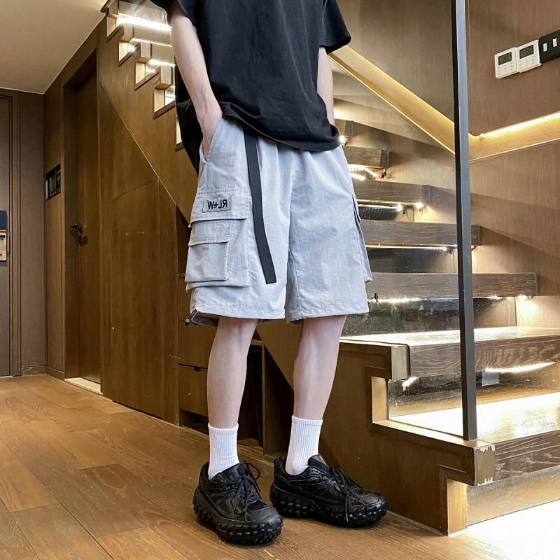 

Summer tooling shorts men s casual shorts thin loose straight pants five-point pants 3XL фиолетовый