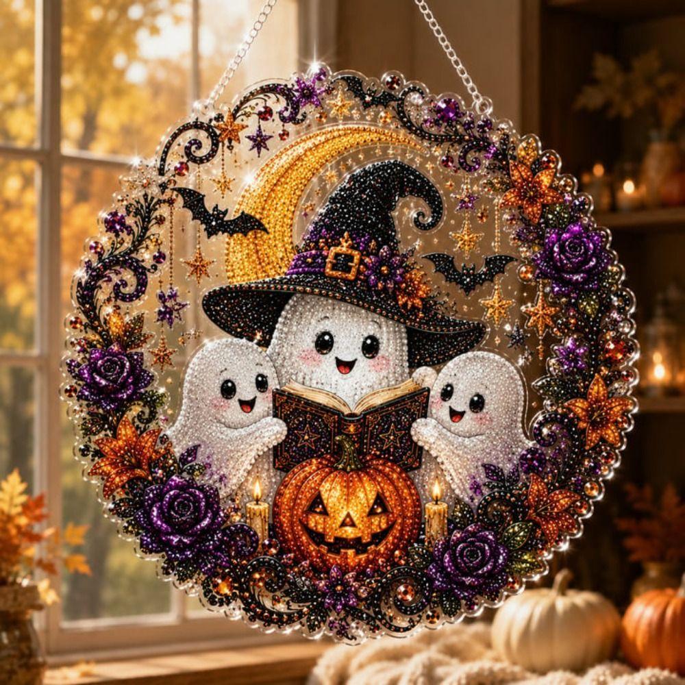 1 Set Acryl Halloween Diamantmalerei Hänge-Kits Kristall Diamantmalerei Schmuckstück Baumdekoration