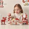 Nordic Style Holiday Decor Christmas Ornaments, Wood Reindeer Santa Claus Snowman Figurine, Elk Tabletop Decorations Rustic Desktop Decoration