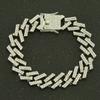 15MM Paved Rhinestones Prong Cuban Link Chain Bracelet for Men Women Bling Iced Out Cuban Bracelet Hip Hop Rapper Jewelry Gift