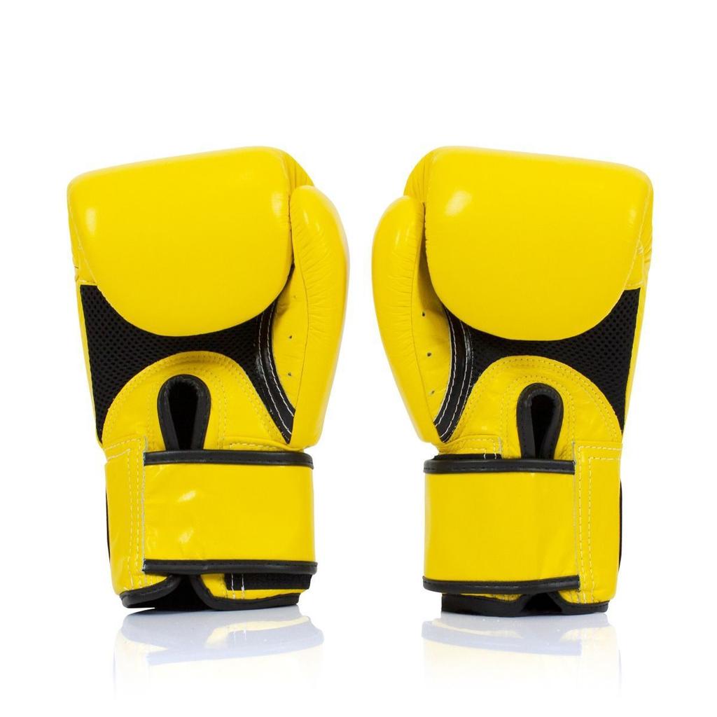 Fairtex Genuine Leather Boxing Gloves BGV1 Breathable Yellow 14oz