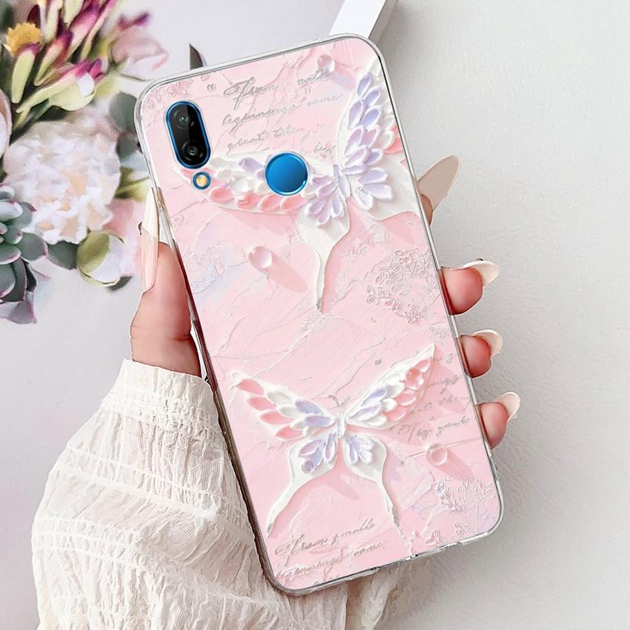 Für Huawei P20 Lite Hülle Beliebte Blume Schmetterling Weiche Klare Silikon Handy Rückseite für Huawei P20Lite Nova 3e ANE-LX1 Bumper