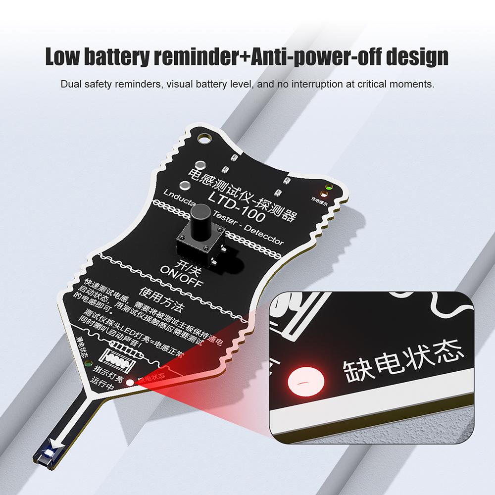 LTD-100 Inductance Tester Type C Charging Portable Coil Detector For Circuit Board Repair With Buzzer Alarm LED Indicator Light