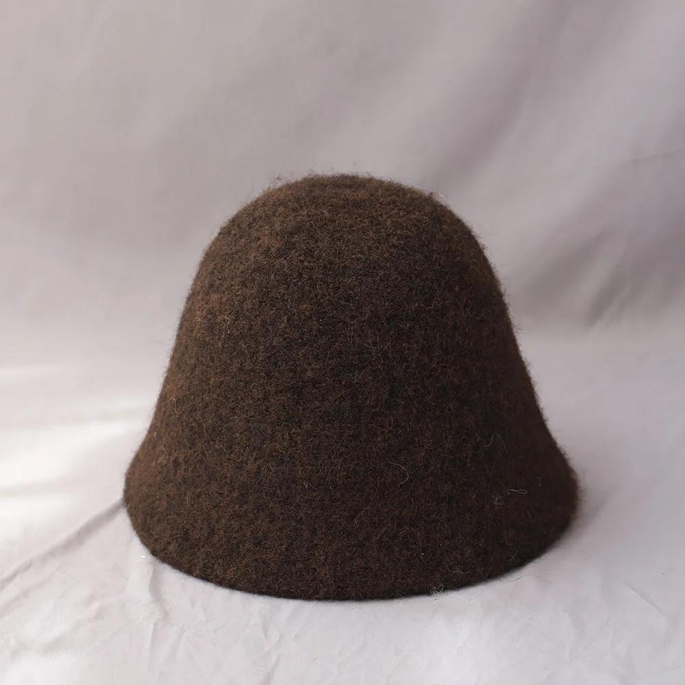 

Japanese Real Woolen Vintage Warm Bucket Hats for Women Felt Retro Dome Top Hats Female Fashion British Style Panama Caps Bonnet 56-58CM кофейный