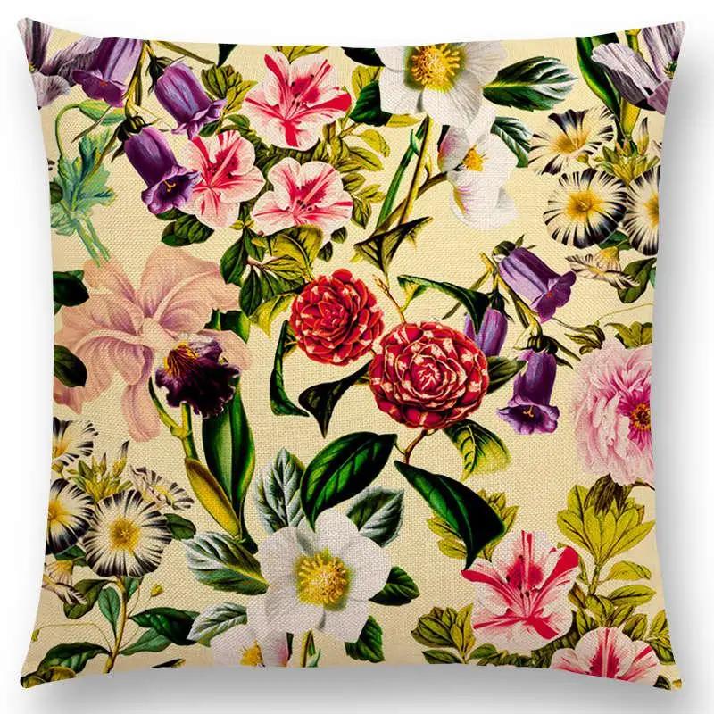 Latest Exotic Garden Summer Natural Flowers Leaf Botanical Tropical Jungle Cushion Cover Car Home Decor Sofa Throw Pillow Case