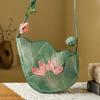 Elegante Chinesische Stil Lotusblatt Florale Stickerei Schultertasche für Damen Designer Handtasche Modische Damen Tasche Neue Kollektion