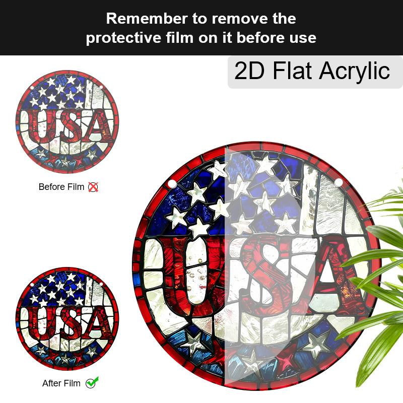 Acrylic USA Suncatcher Stained Glass Effect Window Hanging Ornament Patriotic Decor for Home