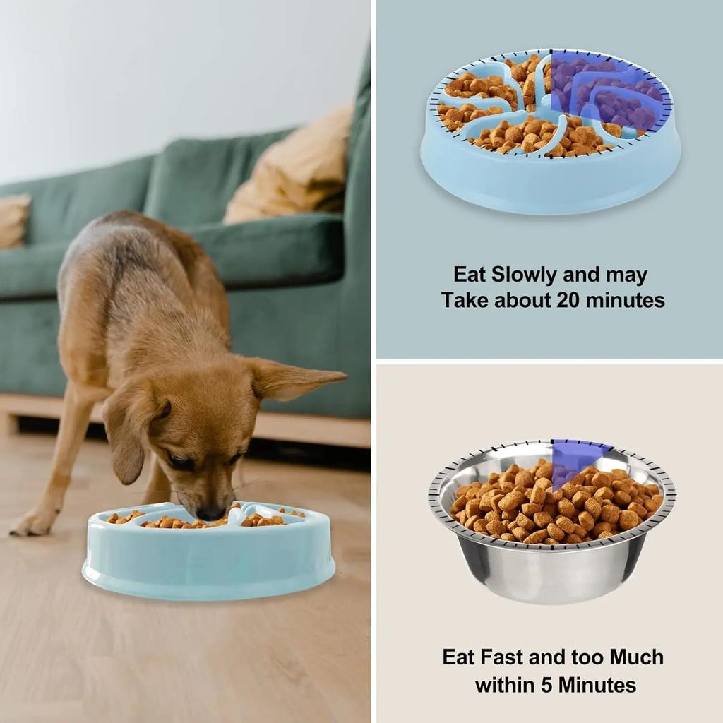 Pet Slow Feeder Dog Bowl Fun Non Slip Anti-Gulping Slower Food Feeding Dishes Eco Dog Bowl for Small Medium Large Dogs Puppy