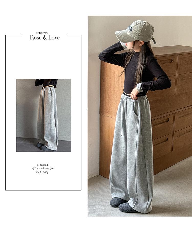 Girls' 2025 Fleece Scimitar Pants: Stylish and Casual Autumn/Winter Sweatpants for Big Kids