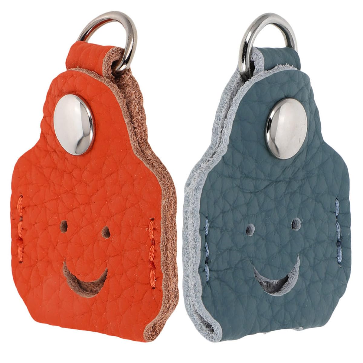 [TEHAUX] Key Cover Set of 2 Cowhide Key Cap Smiley 5.20×3.60×0.20CM