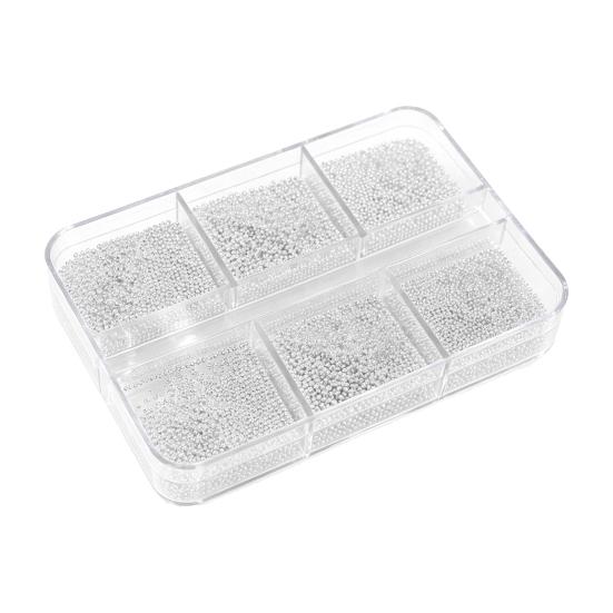 1 Set 6 Grids Nail Art Beads Kit with Storage Box 3D Nail Art Metal Caviar Beads DIY Manicure Design Decoration Balls Charm Nail Accessories