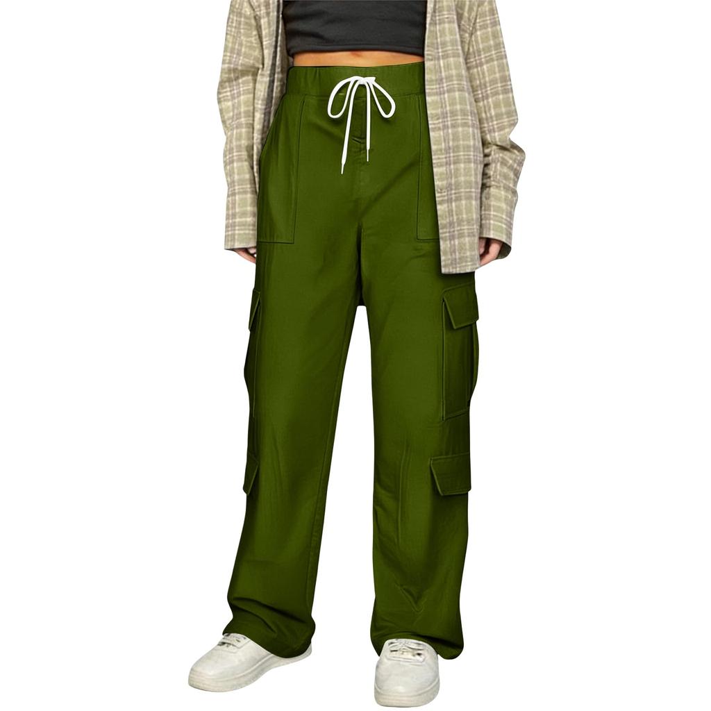 Women's Casual Cotton Linen Cargo Pants with Multi-Pockets for Everyday Wear