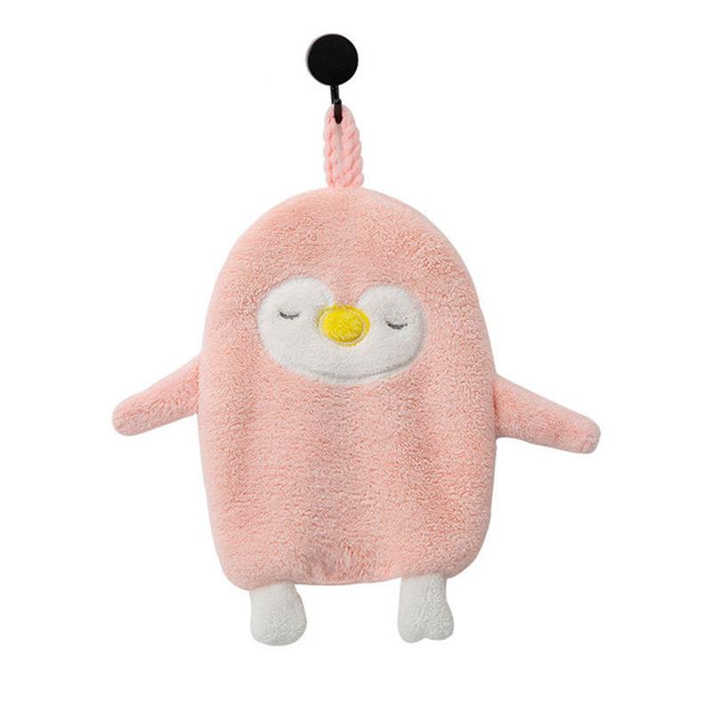 Cartoon Penguin Microfiber Towel Super Absorbent Hand Towel Soft Coral Kitchen Cleaning Cloth Hanging Type Kids Bathing Towels
