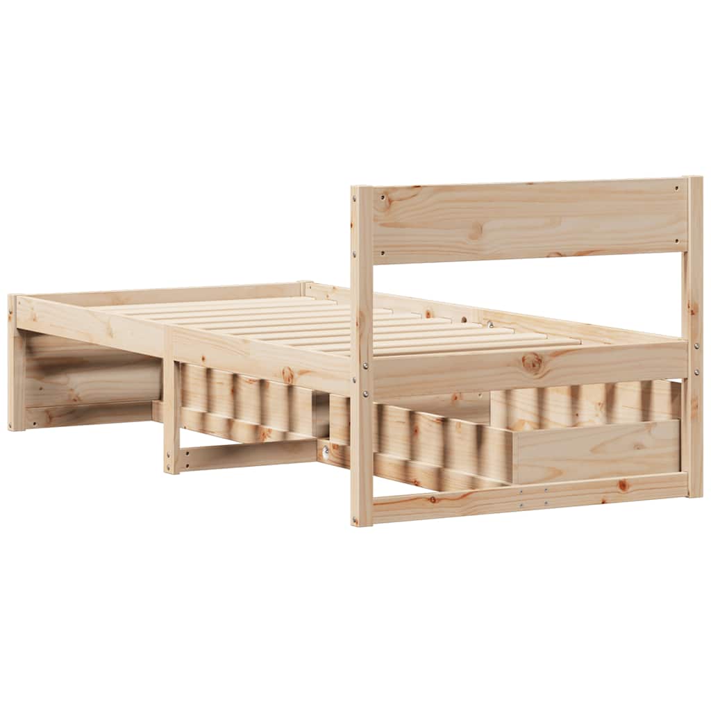 Vidaxl Estructura de Cama Sin Colchón, 75X190 Cm, Madera de Pino Maciza
