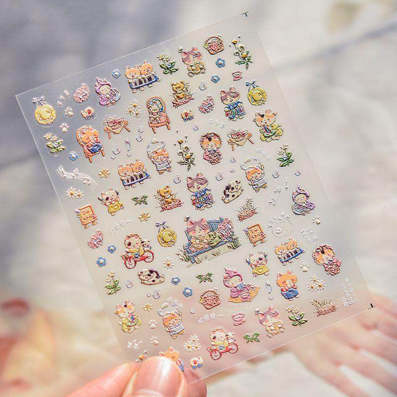 

Новинка Движение кошки Японский стиль Рельефная наклейка для ногтей Кролик Милый Зайчик Супер милый Инс Украшение для ногтей Lawn Concert