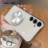 360 Degree Rotating Magnetic Bracket Shockproof Plating Case For Samsung Galaxy S25 Edge S24 S23 S22 S21 S20 FE Ultra Plus Cover