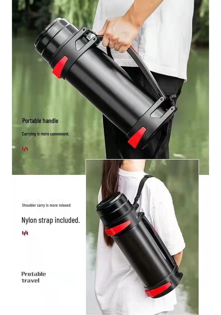 304 Stainless Steel Insulated Thermos Flask - Large Capacity Portable Wide Mouth Water Bottle for Outdoor Travel