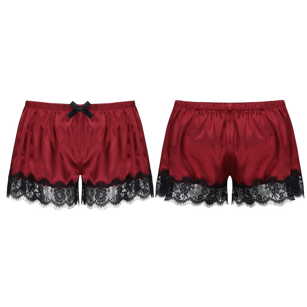 Pantalones cortos de encaje para hombres Boxers Ropa de dormir Satén Pijama  Inferior Ropa interior Pantalones cortos de seda Para dormir comprar a buen  precio — entrega gratuita, reseñas reales con fotos —