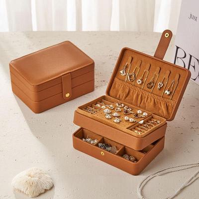 Exquisite High-End Waterproof PU Leather Jewelry Storage Box - Large Capacity for Earrings & Studs, Dustproof Design