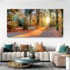 Nature Landscape Wall Decor for Living Room, Modern Forest Sunrise Canvas Art Print - Bedroom, Home Office - Perfect Gift for Fall