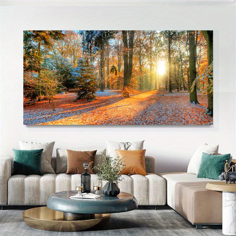 Nature Landscape Wall Decor for Living Room, Modern Forest Sunrise Canvas Art Print - Bedroom, Home Office - Perfect Gift for Fall
